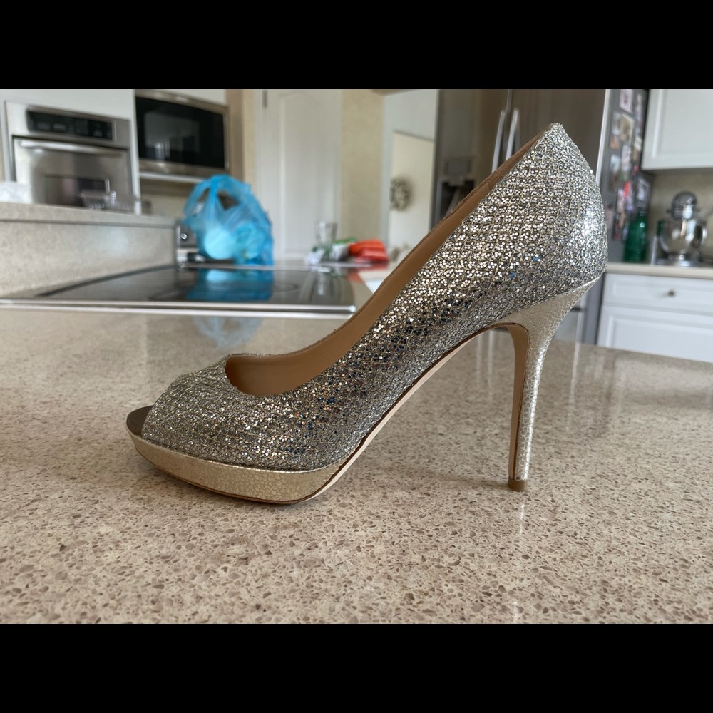 Jimmy choo Glit fabric champagne shoes LIKE NEW - Picture 3 of 6